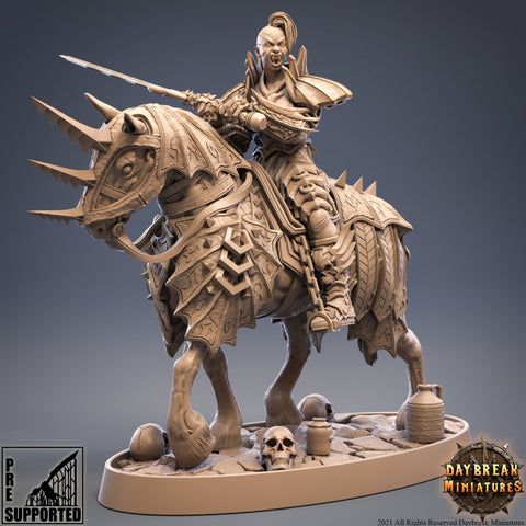 Elite Female Vampire Cavalry. Blood Knights Proxy | Mounted Vampire Miniature | 28mm Scale | 32mm Scale | 75mm Scale | DnD | Strahd | AOS