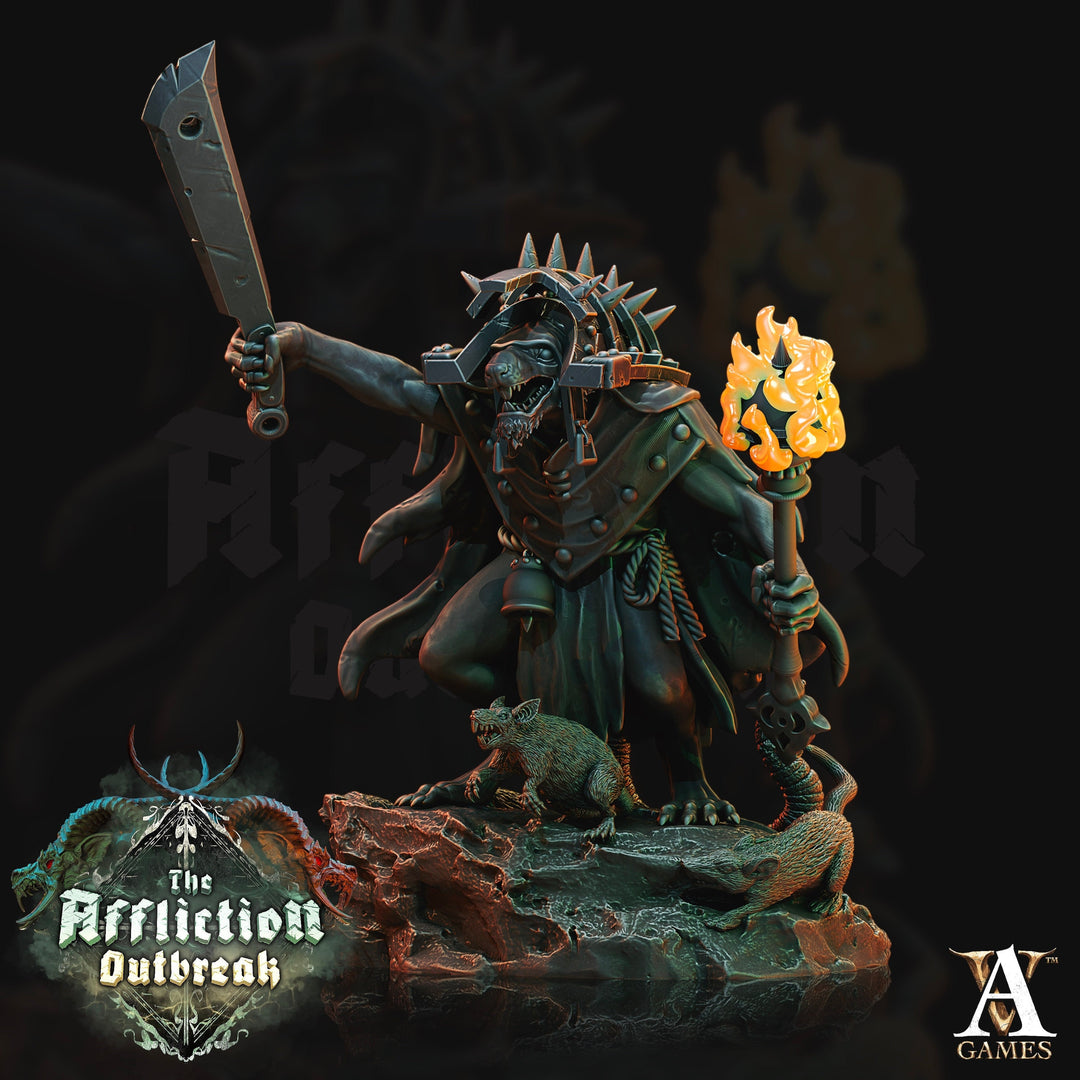 Wererat plague Bearer Priest | Resin Miniature | Dungeons and Dragons | 28mm,32mm,75mm Scales | Pathfinder ratfolk | D&D 5e |