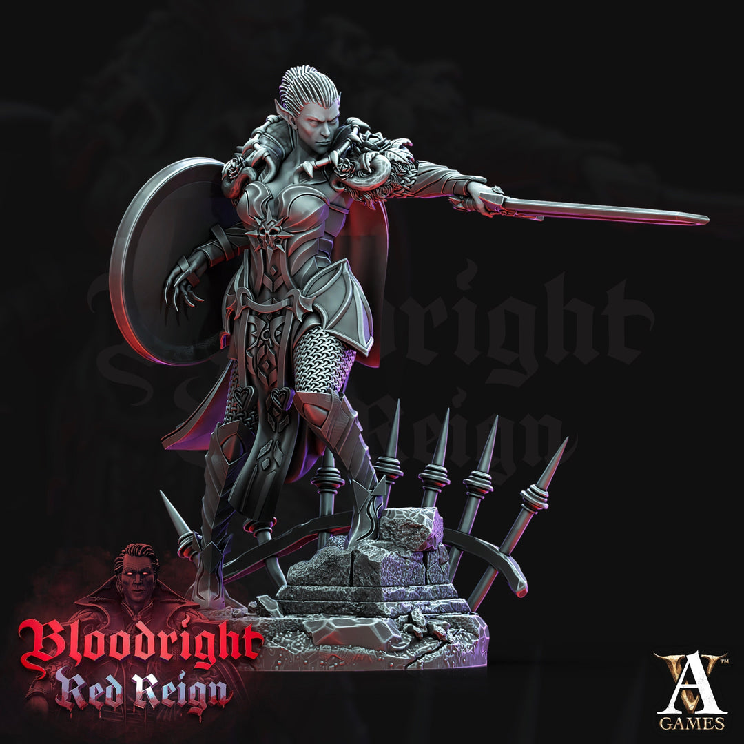 Female Vampire Elf Fighter | 28mm, 32mm, 75mm | DnD 5e Miniature | Dungeons and Dragons | Strahd Revenloft