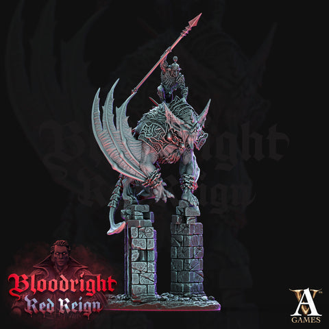 Dire Bat Vampire monstrosity with Rider | 28mm and 32mm Scale (130mm/145mm high) | Undead Dungeons and Dragons 5e Miniatures | Pathfinder |