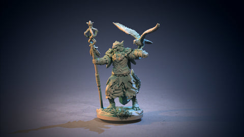 Dragonborn Druid, Wizard | 28mm, 32mm, 54mm,75mm, 100mm Scale Resin Miniature | Dungeons and Dragons | Pathfinder |