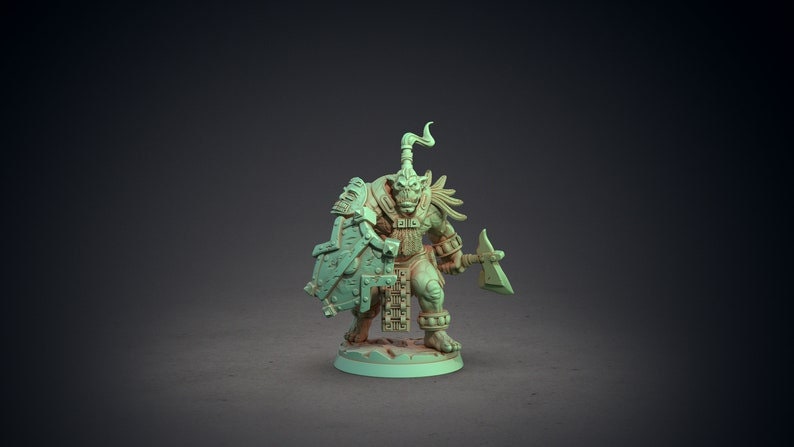 Orc Shield and Axe | Orc | 28mm, 32mm, 75mm Scale Resin Miniature | Dungeons and Dragons | Pathfinder |