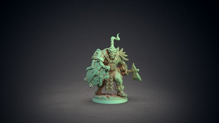 Orc Shield and Axe | Orc | 28mm, 32mm, 75mm Scale Resin Miniature | Dungeons and Dragons | Pathfinder |