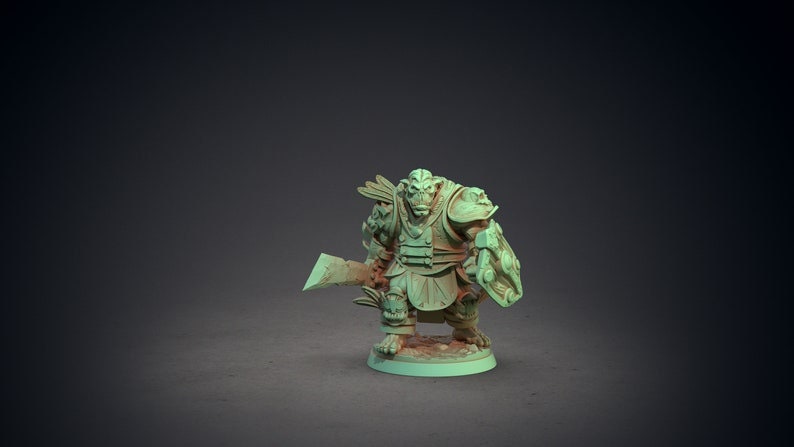 Orc Shield and Sword | 28mm, 32mm, 75mm Scale Resin Miniature | Dungeons and Dragons | Pathfinder |