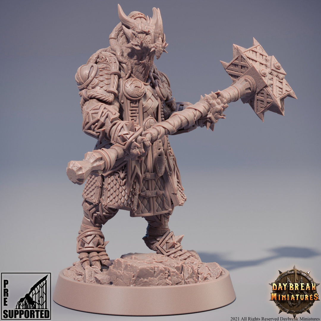 Dragonborn Paladin 2handed Maul model | 28mm, 32mm, 75mm Scale Resin Miniature | Dungeons and Dragons Miniatures | Pathfinder |
