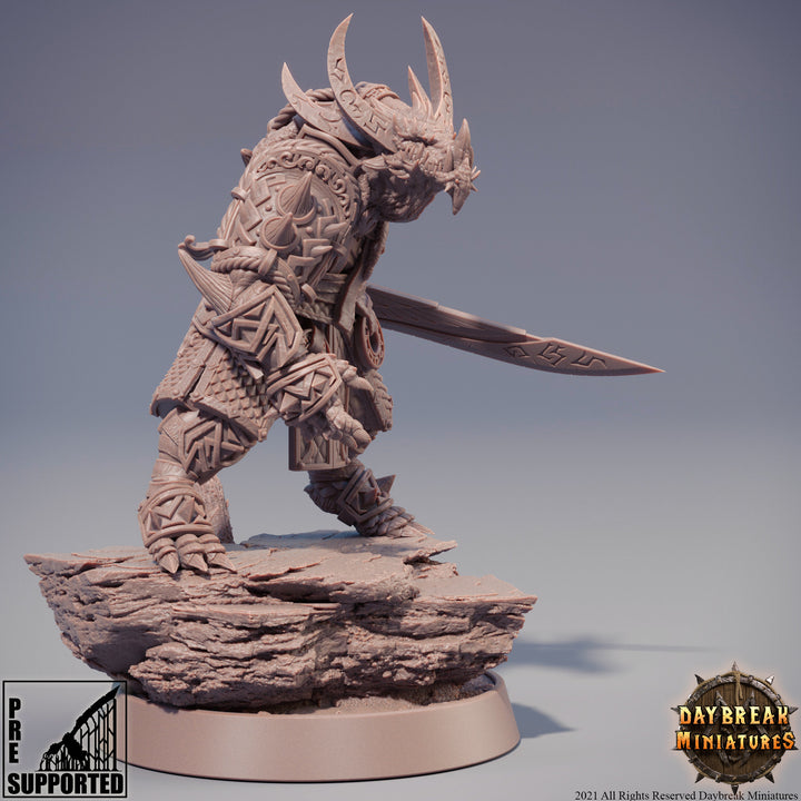 Dragonborn Fighter mini | 28mm, 32mm, 75mm Scale Resin Miniature | Dungeons and Dragons Miniatures | Pathfinder |