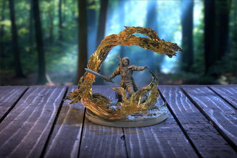 Geralt of Rivia. Witch hunter | 35mm tall | 28mm,32mm scale | Resin Miniature | Dungeons and Dragons | Clay Cyanide |