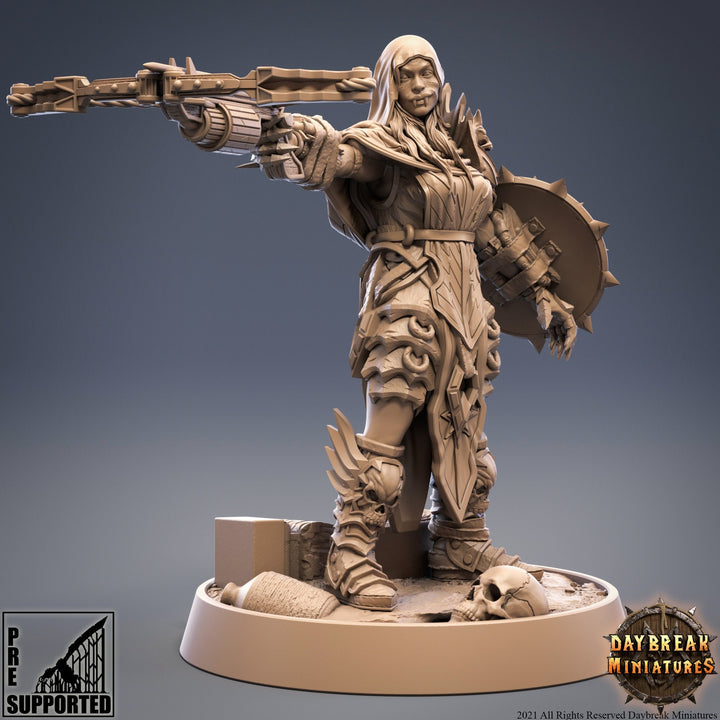 Female Vampire Warrior crossbow and shield | 28mm, 32mm, 75mm Scale | Dungeons and Dragons | Pathfinder | Strahd |