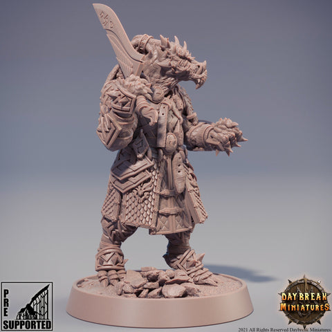Dragonborn Fighter DnD miniature | 28mm, 32mm, 75mm Scale Resin Miniature | Dungeons and Dragons Miniatures | Pathfinder |