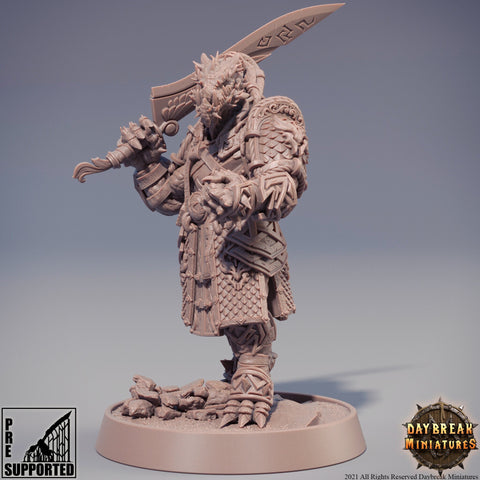Dragonborn Fighter DnD miniature | 28mm, 32mm, 75mm Scale Resin Miniature | Dungeons and Dragons Miniatures | Pathfinder |