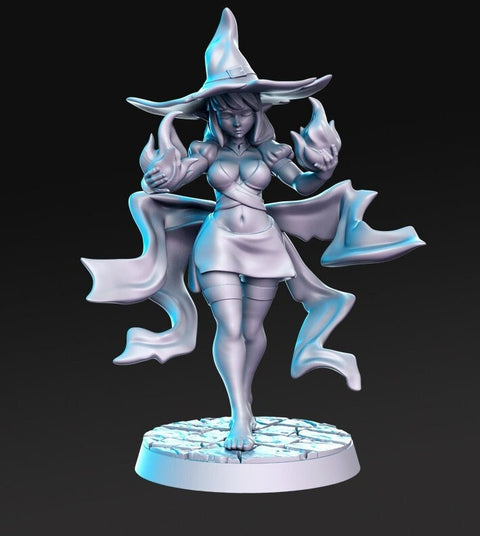 Pinup Human Wizard Veena | 28mm Scale | 32mm Scale | 75mm Scale - Player Character Mini - Minis - D&D 5e - Pathfinder- RN Estudio