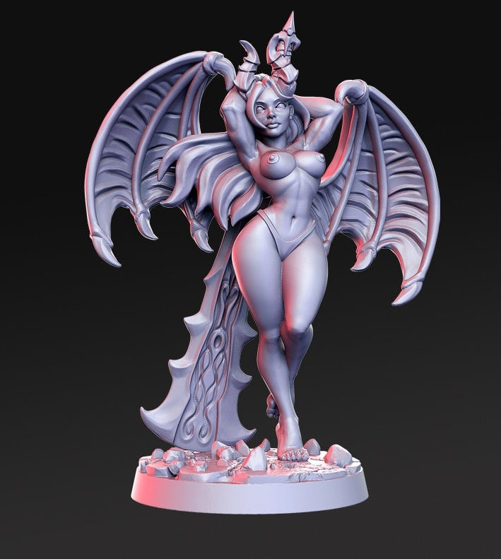Pinup Succubus | 28mm Scale | 32mm Scale | 75mm Scale | - Minis - D&D - Sexy Figurine- Sexy Female Demon| Daemon|