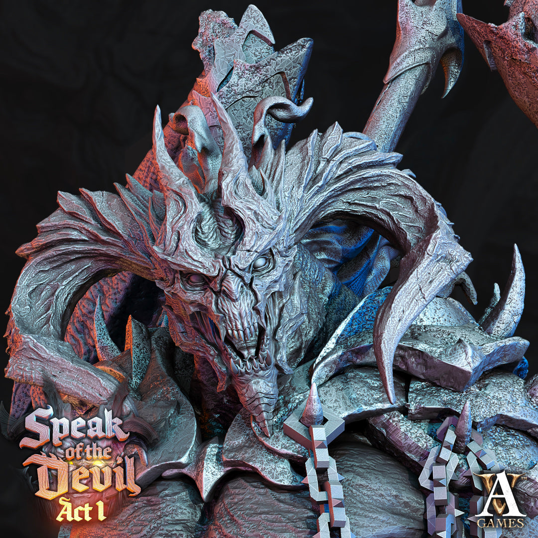Greater Devil Azazel Pit Fiend 150mm Tall | 60mm Base | 3d printed | Nine Hells| Dungeons and Dragons | Archvillain Games | Demon Statue