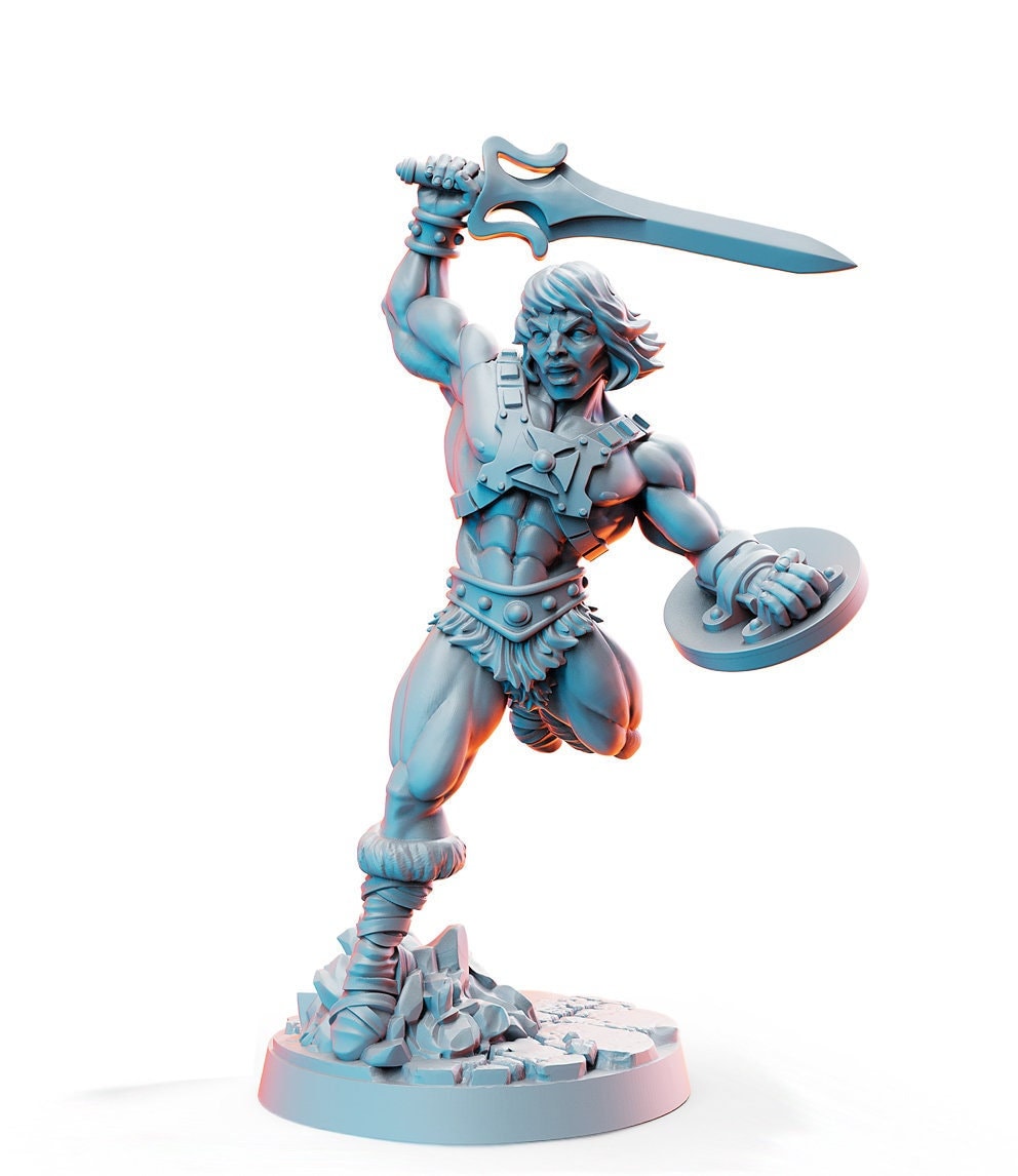 He-Darr - Those Wonderful 80's| Human Fighter Barbarian | 28mm,32mm,75mm Scale | Animation Fan Art - Figurine mini - D&D 5e - RN Estudio