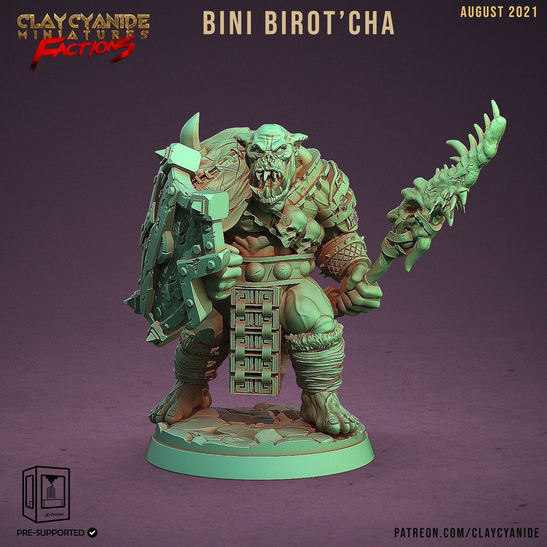 Orc Shield and Spear | 28mm, 32mm, 75mm Scale Resin Miniature | Dungeons and Dragons | Pathfinder |