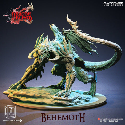 Behemoth Demonic Dragon Miniature | 100mm tall | 28mm/32mm scale | | Dungeons and Dragons | Clay Cyanide |