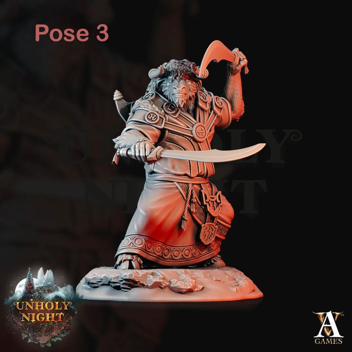 YakFolk (4 Variations) | Available in 28mm,32mm,75mm Scales Miniature | Dungeons and Dragons | Pathfinder | Goat-Man | Archvillain Games