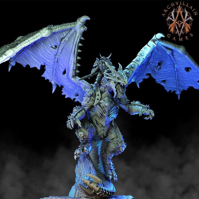 Ancient Gargantuan Dragon with Armor Rider Option | 90mm base. 150mm tall, Wingspan 260mm | Dragon Queen | Dungeons and Dragons |