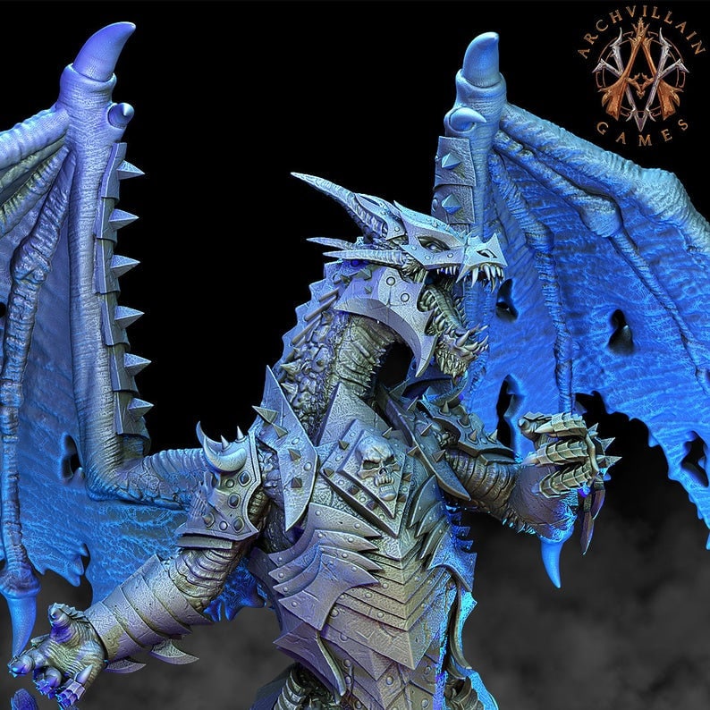 Ancient Gargantuan Dragon with Armor Rider Option | 90mm base. 150mm tall, Wingspan 260mm | Dragon Queen | Dungeons and Dragons |