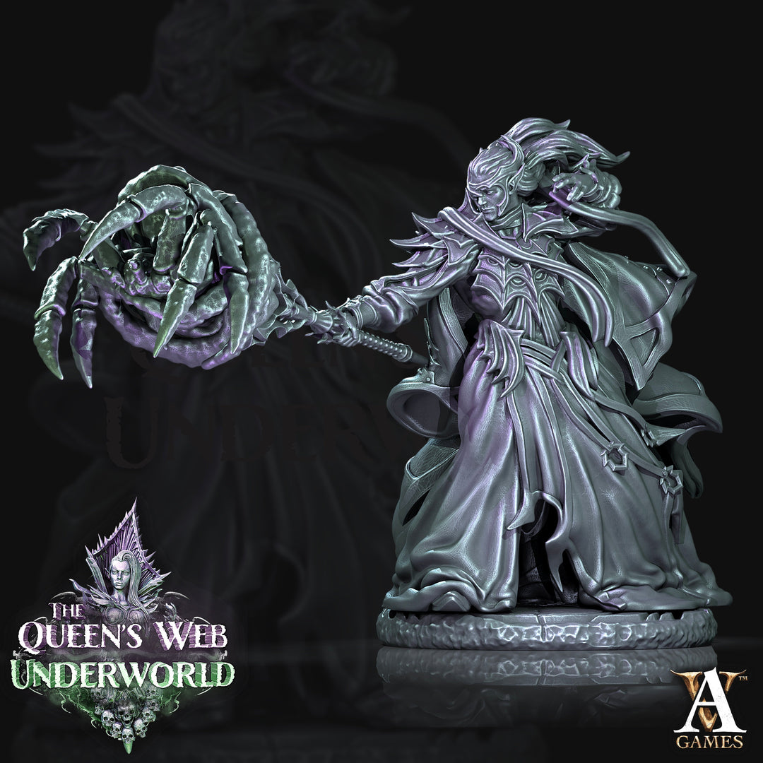 Dark Elf Archmage - Drow Wizard | 28mm, 32mm, 75mm | DnD 5e Miniature | Miniature for Dungeons and Dragons | Gromph Baenere mini |