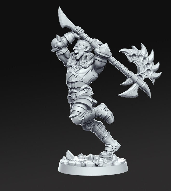 Human Barbarian with Great Axe Miniatures | 28mm Scale | 32mm Scale Miniature | 75mm Scale | Unpainted resin Figurine mini - D&D 5E