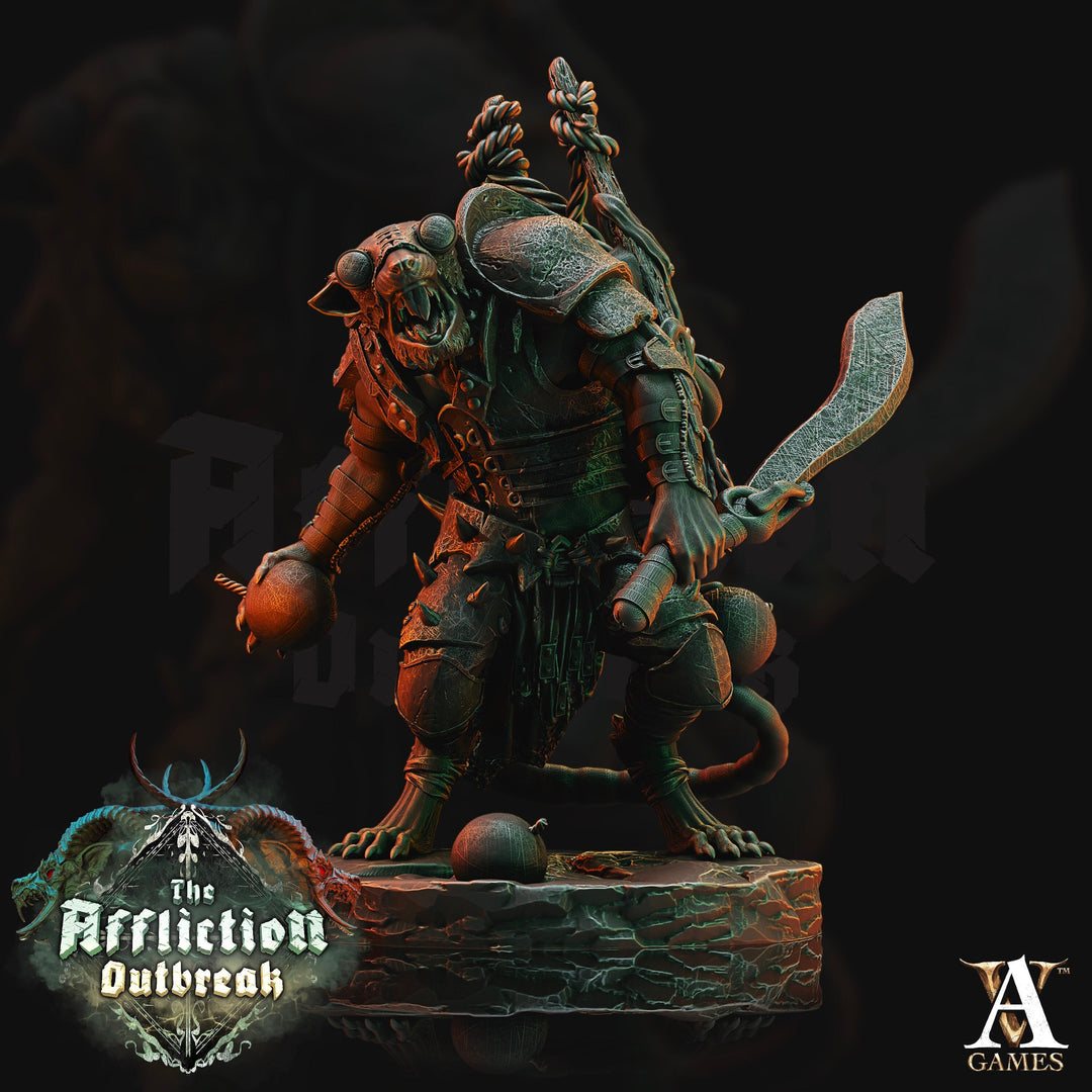 Wererat in Heavy Armor | Resin Miniature | Dungeons and Dragons | 28mm,32mm,57mm, 75mm, 100mm| Pathfinder ratfolk | D&D 5e |