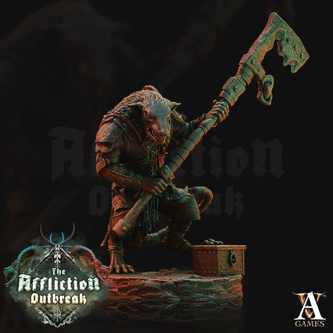 Wererat in Heavy Armor | Resin Miniature | Dungeons and Dragons | 28mm,32mm,54mm, 75mm, 100mm Pathfinder ratfolk | D&D 5e |