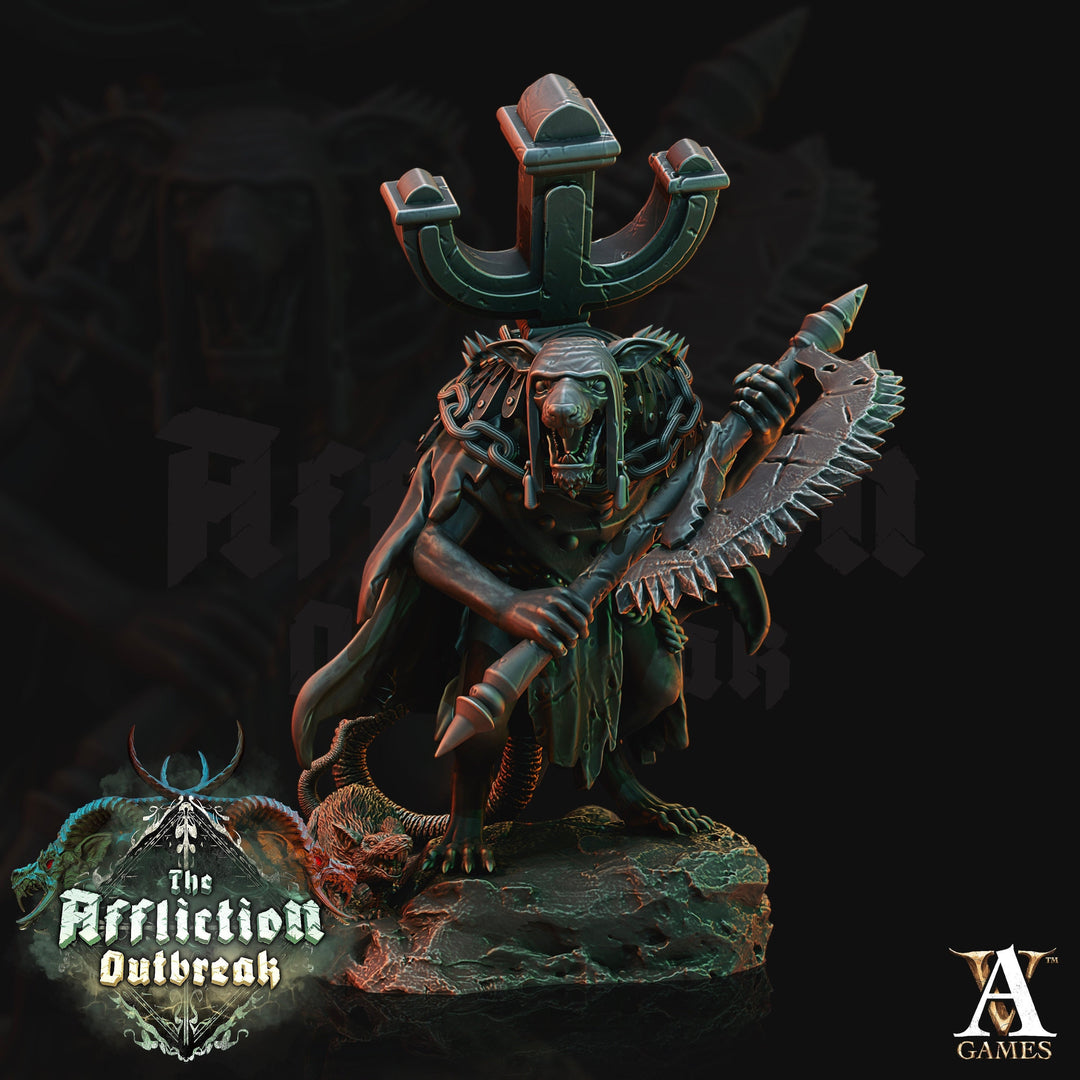 Wererat plague Bearer Priest | Resin Miniature | Dungeons and Dragons | 28mm,32mm,75mm Scales | Pathfinder ratfolk | D&D 5e |