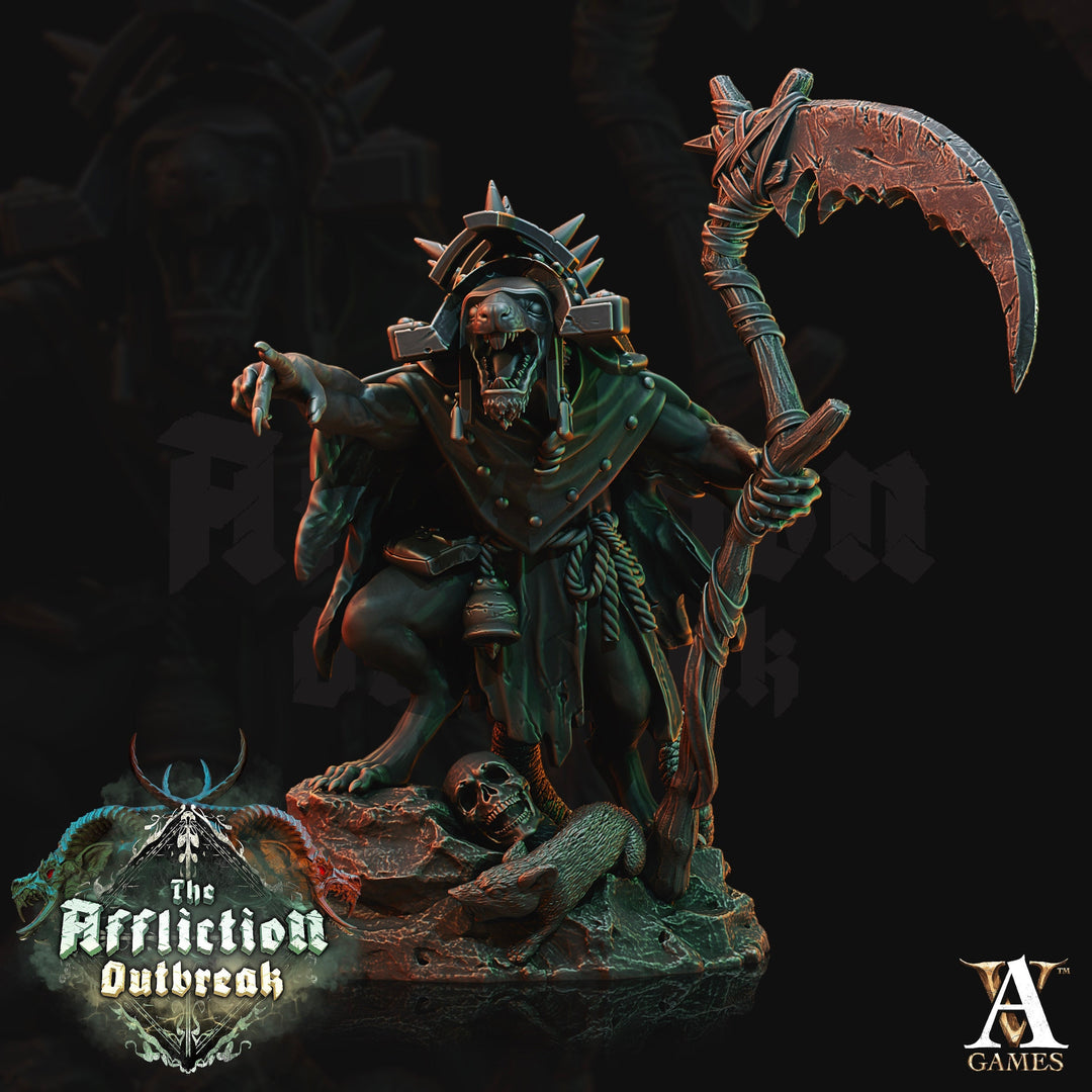 Wererat plague Bearer Priest | Resin Miniature | Dungeons and Dragons | 28mm,32mm,75mm Scales | Pathfinder ratfolk | D&D 5e |