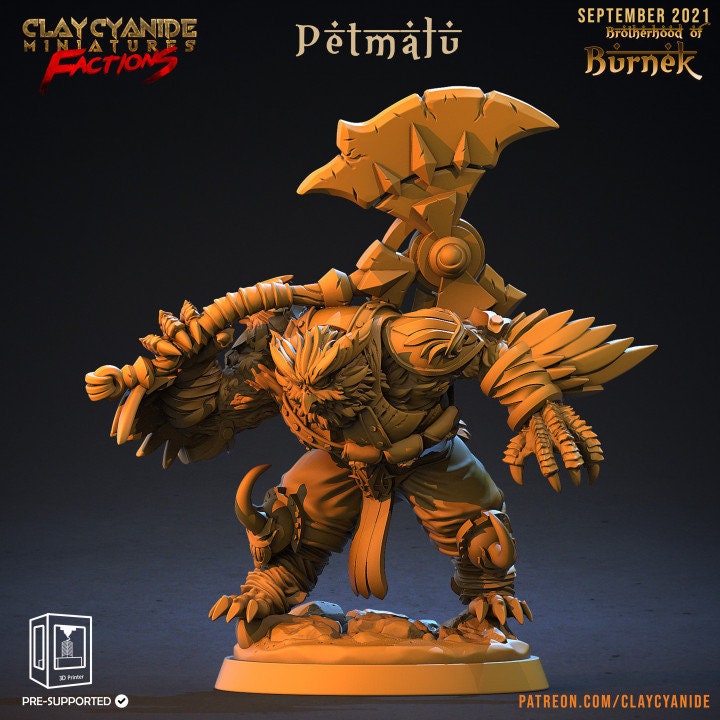 Owlfolk Fighter Barbarian Great Axe | 28mm, 32mm,54mm, 75mm, 100mm Scales | Resin | D and D | Figure for painting |Pathfinder |Clay Cyanide