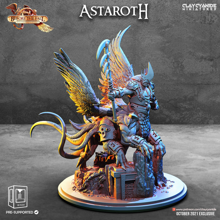 Astaroth Demon Prince | 28mm, 32 mm, 75mm Scale | Resin Miniature | Dungeons and Dragons | Pathfinder | D&amp;D 5e | Clay Cyanide