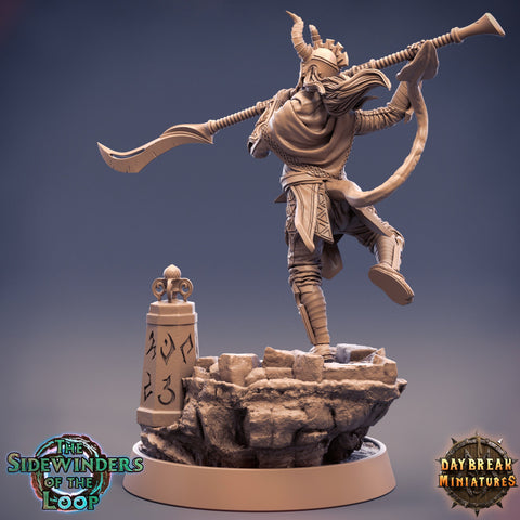Tiefling Fighter Pole Arm Master | 28mm, 32mm, 75mm Scale Resin Miniature | Dungeons and Dragons | Pathfinder |