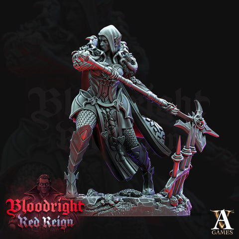 Female Vampire polearm Fighter | 28mm, 32mm, 75mm | DnD 5e Miniature | Dungeons and Dragons | Strahd Revenloft | Daughters Of Lilith |