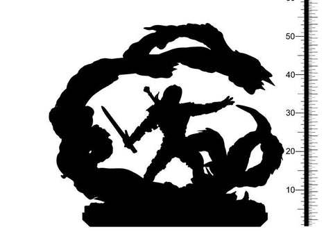 Geralt of Rivia. Witch hunter | 35mm tall | 28mm,32mm scale | Resin Miniature | Dungeons and Dragons | Clay Cyanide |