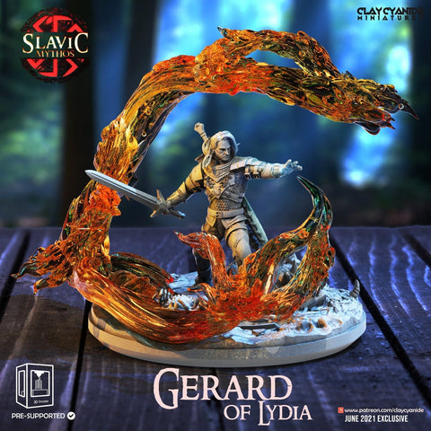 Geralt of Rivia. Witch hunter | 35mm tall | 28mm,32mm scale | Resin Miniature | Dungeons and Dragons | Clay Cyanide |