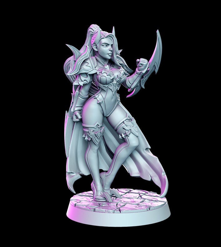 Pinup Sexy Female Fighter Forearm Blades | 28mm Scale | 32mm Scale | 75mm Scale Miniature - Minis - D&D 5e - RN Estudio