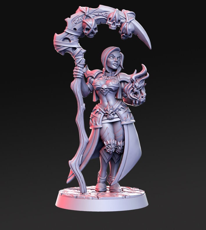 Female Necromancer Deera | 28mm Scale | 32mm Scale | 75mm Scale - Minis - D&D 5e - Pathfinder Sexy Figurine- RN Estudio