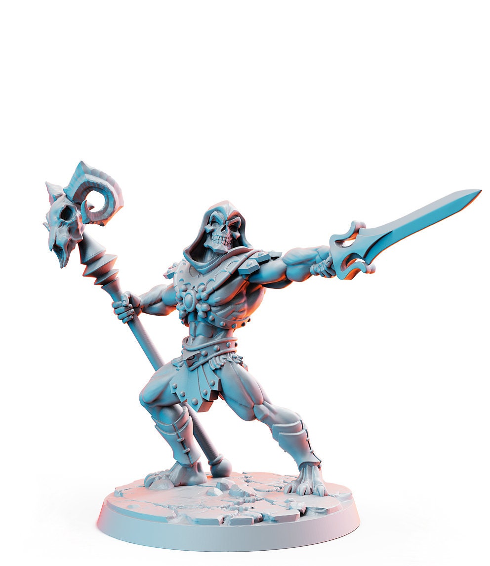 SkullDor - Those Wonderful 80's| Evil Sorcerer Wizard | 28mm,32mm,75mm Scale | Animation Fan Art - Figurine mini - D&D 5e - RN Estudio