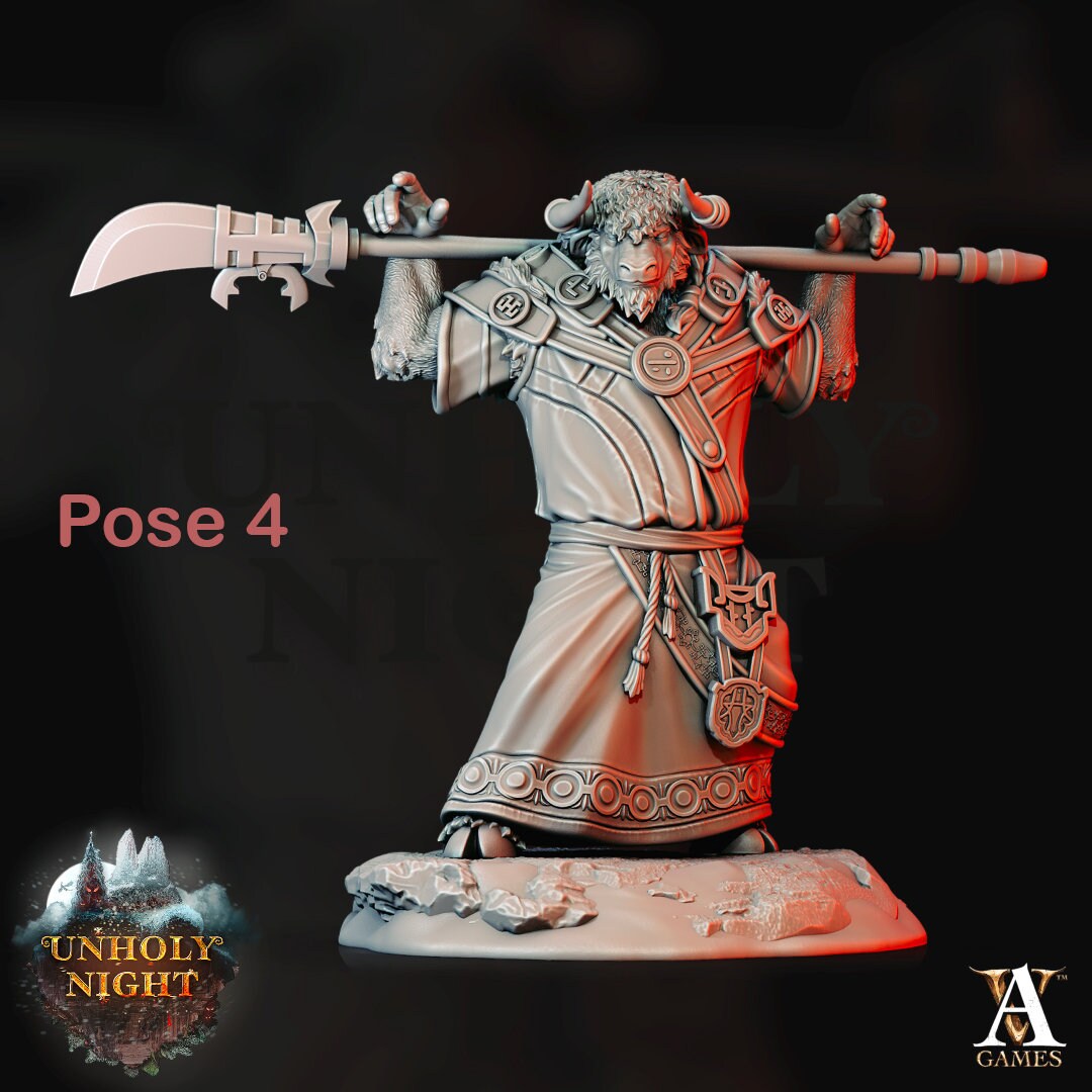 YakFolk (4 Variations) | Available in 28mm,32mm,75mm Scales Miniature | Dungeons and Dragons | Pathfinder | Goat-Man | Archvillain Games