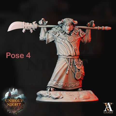 YakFolk (4 Variations) | Available in 28mm,32mm,75mm Scales Miniature | Dungeons and Dragons | Pathfinder | Goat-Man | Archvillain Games