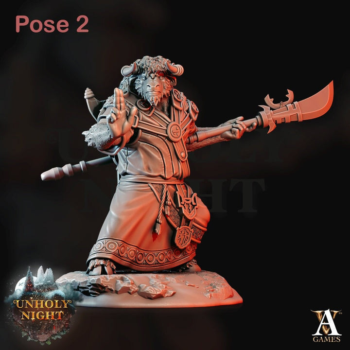 YakFolk (4 Variations) | Available in 28mm,32mm,75mm Scales Miniature | Dungeons and Dragons | Pathfinder | Goat-Man | Archvillain Games
