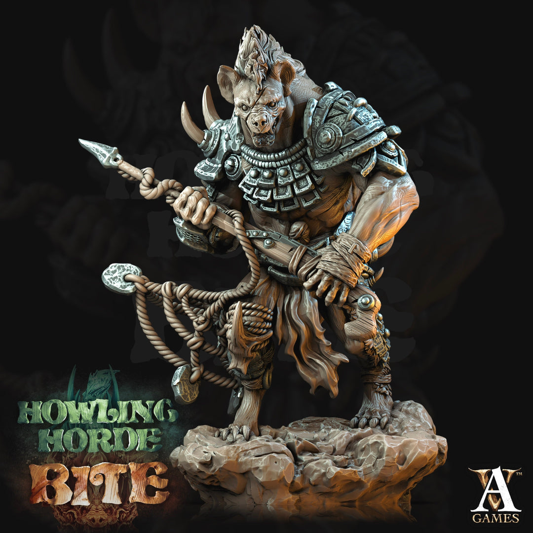 Gnoll Harpoon Hunter | Resin Miniature | D and D| 28mm,32mm,54m, 75m,100mmScales | Pathfinder hyena humanoid | D&D 5e |