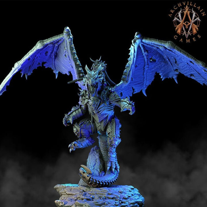 Ancient Gargantuan Dragon with Armor Rider Option | 90mm base. 150mm tall, Wingspan 260mm | Dragon Queen | Dungeons and Dragons |