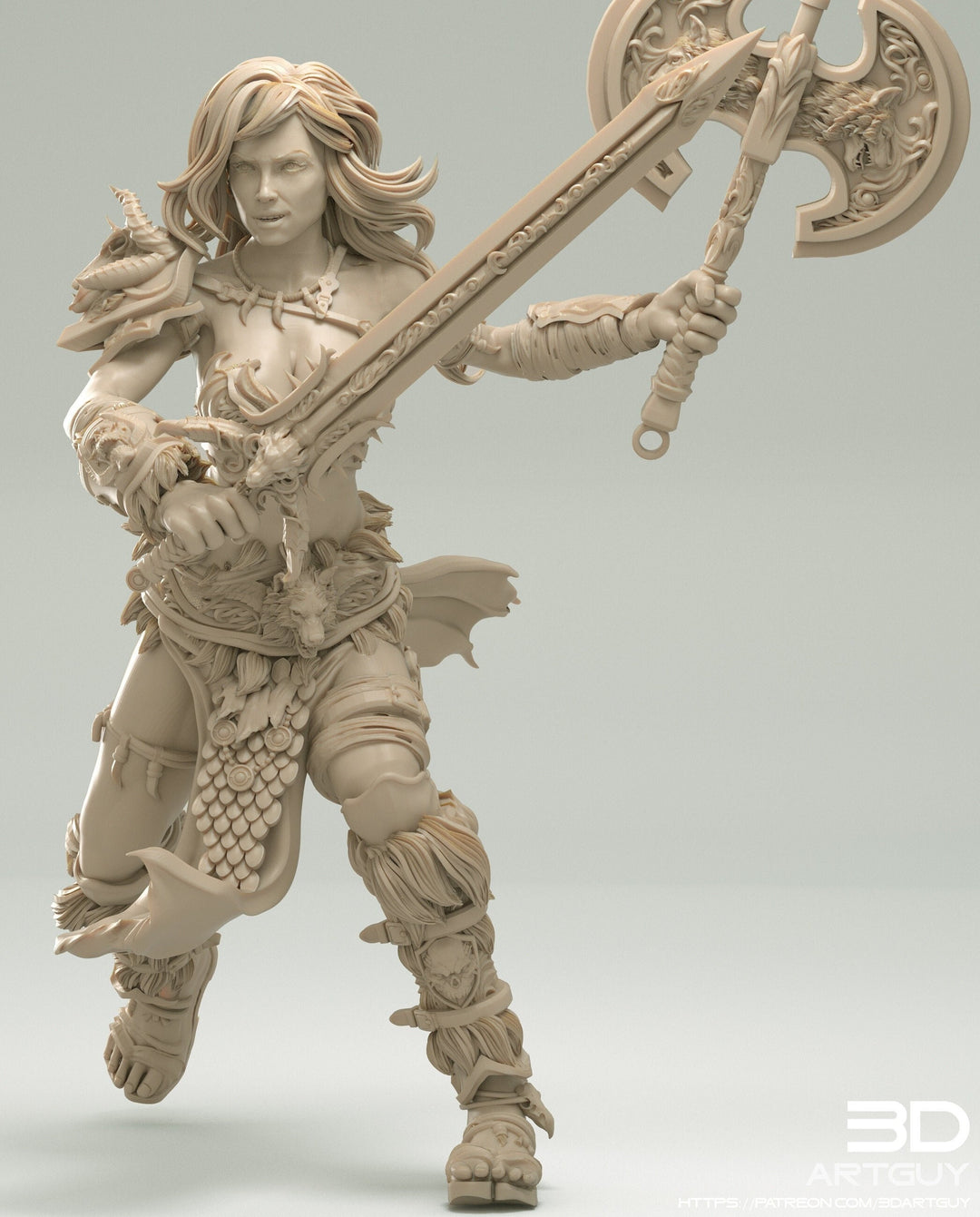 Pinup Female Barbarian Gladiator PC or NPC | 28mm, 32mm Scales also 50mm and 100mm | Dungeons and Dragons | Pathfinder |