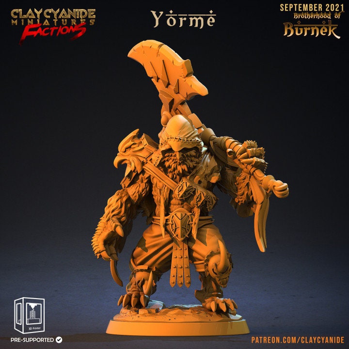 Owlfolk Fighter Barbarian Great Axe | 28mm, 32mm,54mm, 75mm, 100mm Scales | Resin | D and D | Figure for painting |Pathfinder |Clay Cyanide