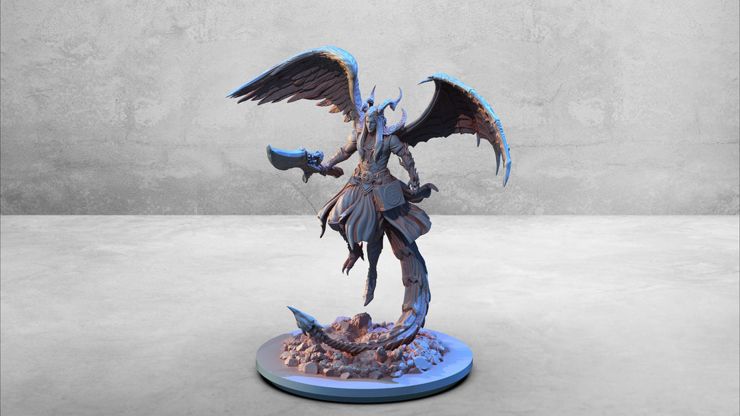 Abezathibou Fallen Angel | 28mm, 32 mm, 75mm Scale | Resin Miniature | Dungeons and Dragons | Pathfinder | D&amp;D 5e | Clay Cyanide