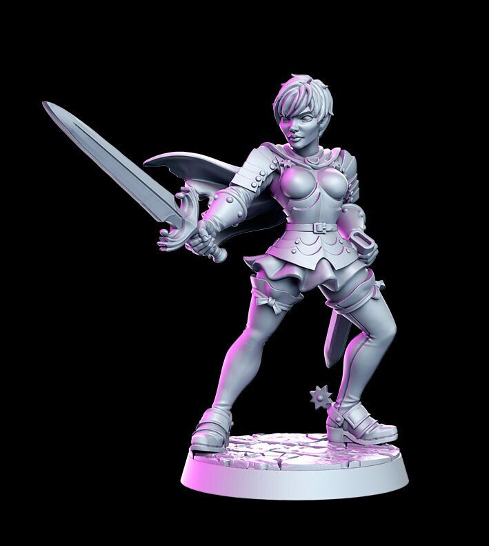 Pinup Female Swashbuckler Fighter | 28mm, 32mm and 75mm Scale Miniature | | Sexy Female unpainted resin Figurine mini -D&D