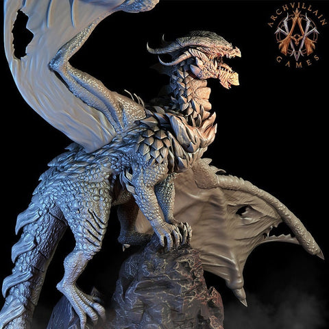 Ancient Gargantuan Dragon | 75mm base.180mm tall ,28/32mm Scale| Hoard of the Dragon Queen | Dragon Statue | Figurine | Dungeons and Dragons