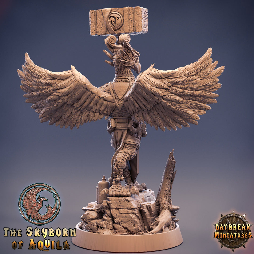 Aarakocra Cleric Paladin Fighter | 28mm, 32mm, 75mm Scale Resin Miniature | Dungeons and Dragons | Daybreak Miniatures