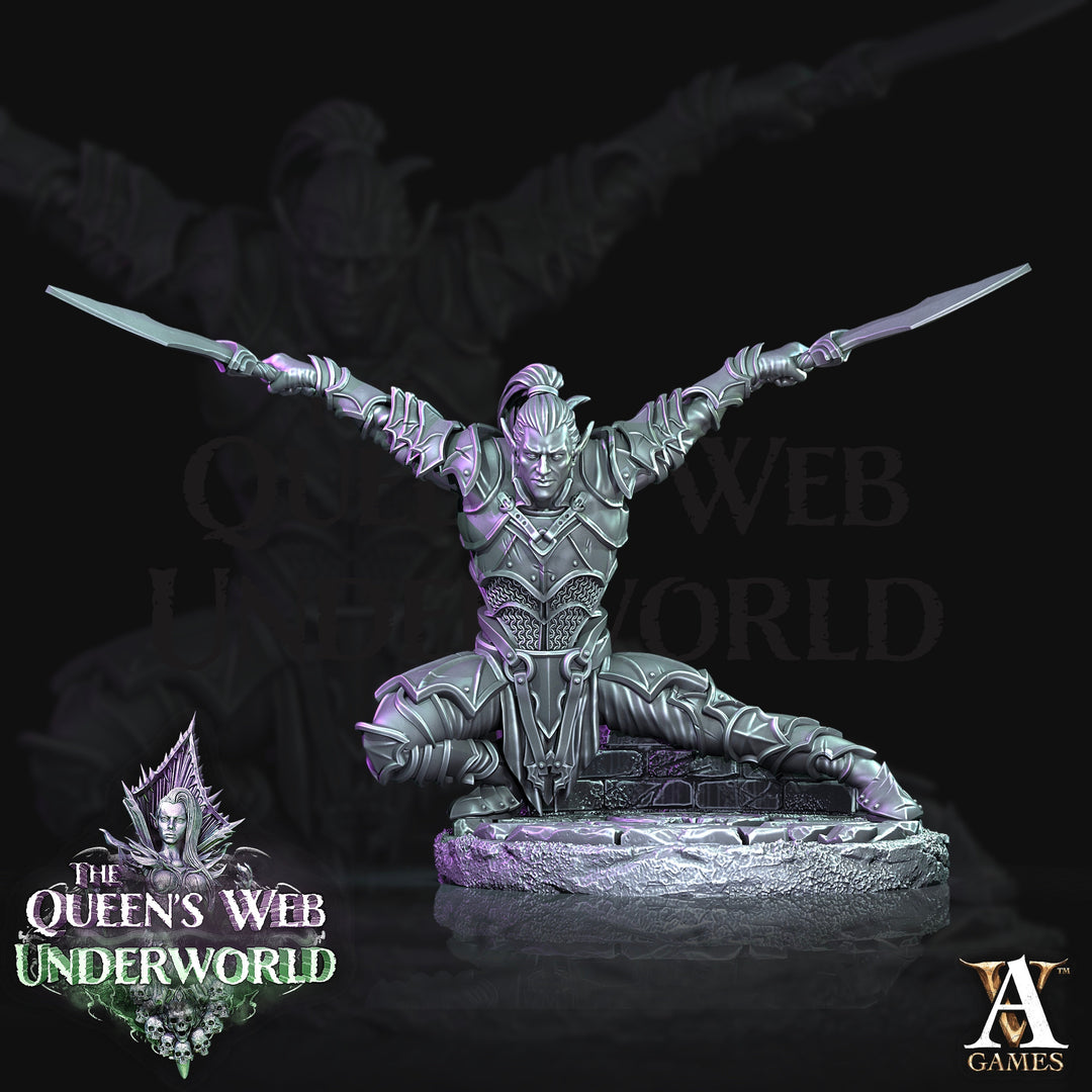 Dark Elf Drow Fighter | 28mm, 32mm, 75mm | DnD 5e Miniature | Dungeons and Dragons | Baenere | Melee-Magthere Menzoberranzan